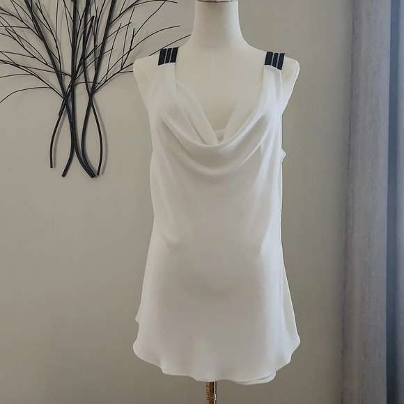 White House Black Market Ball Chain-Trim Draped Cami, Size Large - Picture 2 of 10